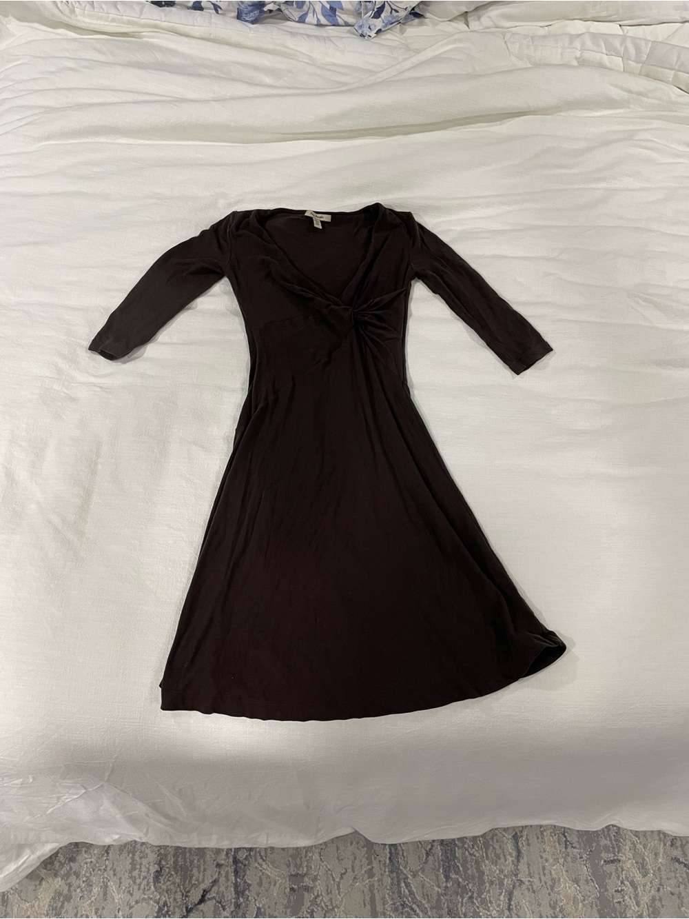 Free People Black Twist-Front Long Sleeve Midi Dress